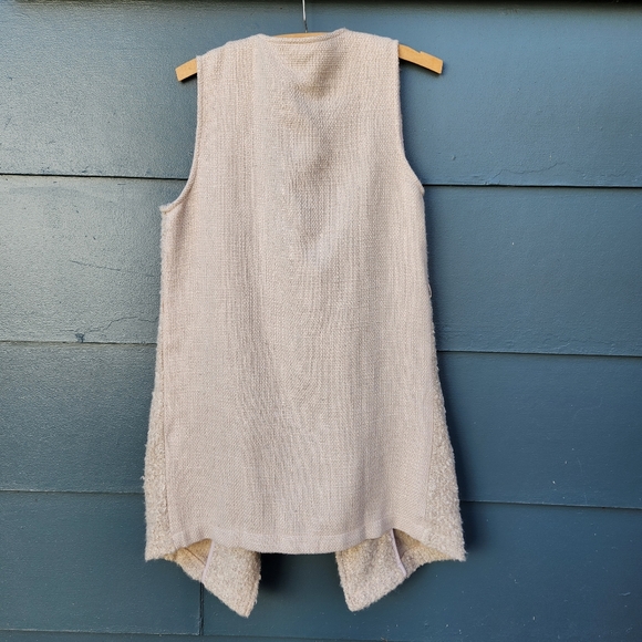 Ethereal Los Angeles Cream Textured Open Front Vest - Size Small - Picture 7 of 9